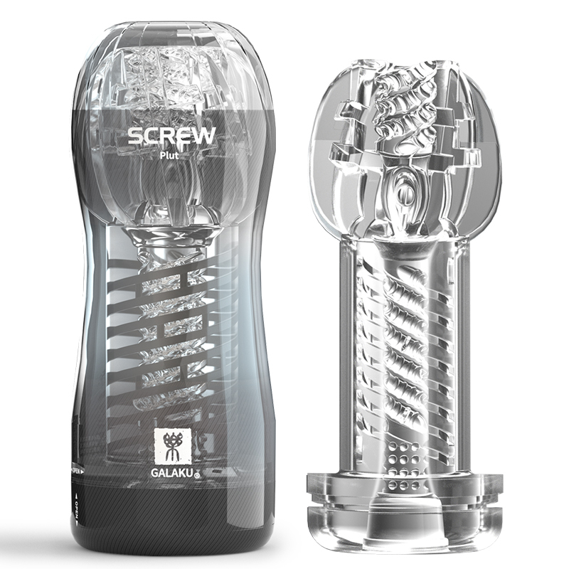 Japan Spiral Sucking Male Masturbator for Man Screw Channel Transparent Aircraft Cup Vagina Real Pocket Pussy Adult Sex Toys Y200409