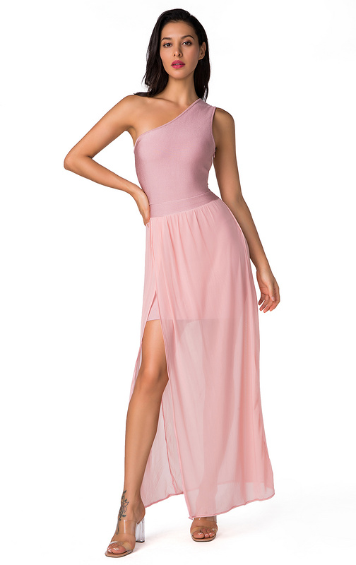 Pink Long Women Bandage Dress Sexy One Shoulder Sleeveless Vestidos Summer Patchwork Split Bodycon Dresses Nightclub Party Wear
Pink Long Women Bandage Dress Sexy One Shoulder Sleeveless Vestidos Summer Patchwork Split Bodycon Dresses Nightclub Party Wear