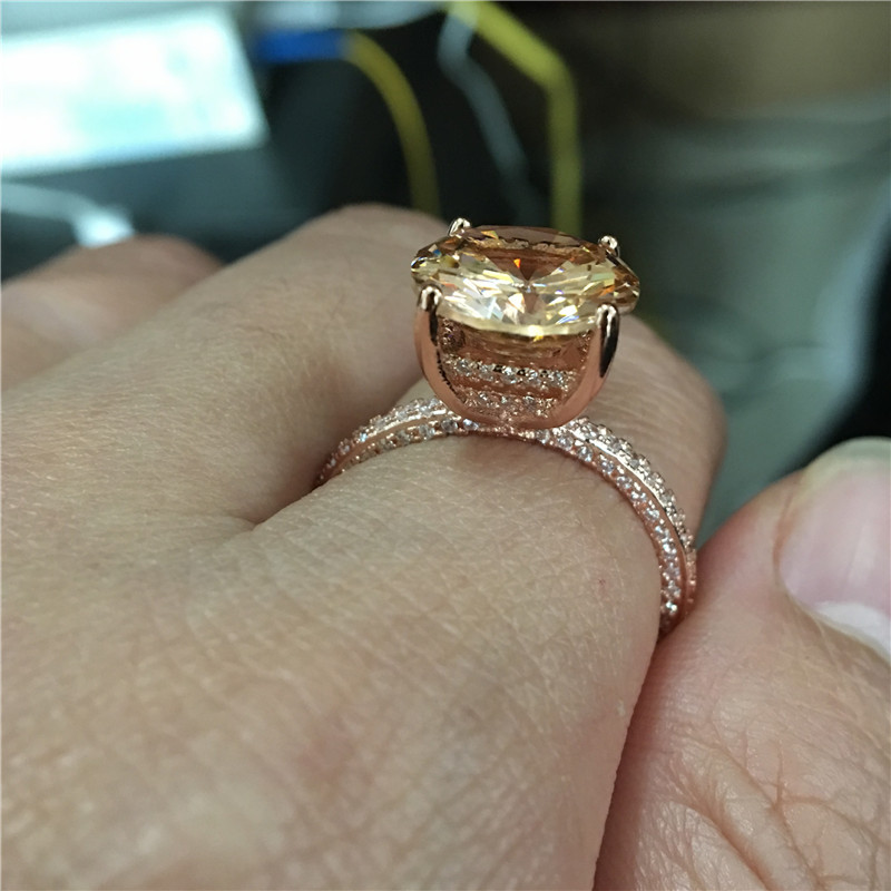 Ladies Ring Rose Gold Big Square Cubic Zirconia Jewelry Party Wedding Vintage Finger Rings For Men And Women Dropshipping