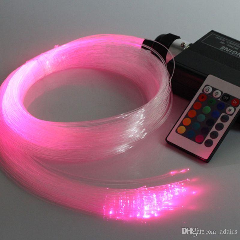 RGB colorful LED plastic Fiber Optic Star Ceiling Kit Lighting 150pcs 0.75mm 2M 16W RGBw optical fibers Lights Engine & 24key Remote D2.0