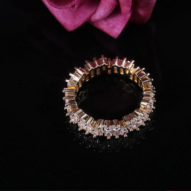 Sterg Sier Princess Cut Topaz Wedding Band Ring for Women | Gold Fill Dia CZ Gemstones Jewelry Gift 33ea