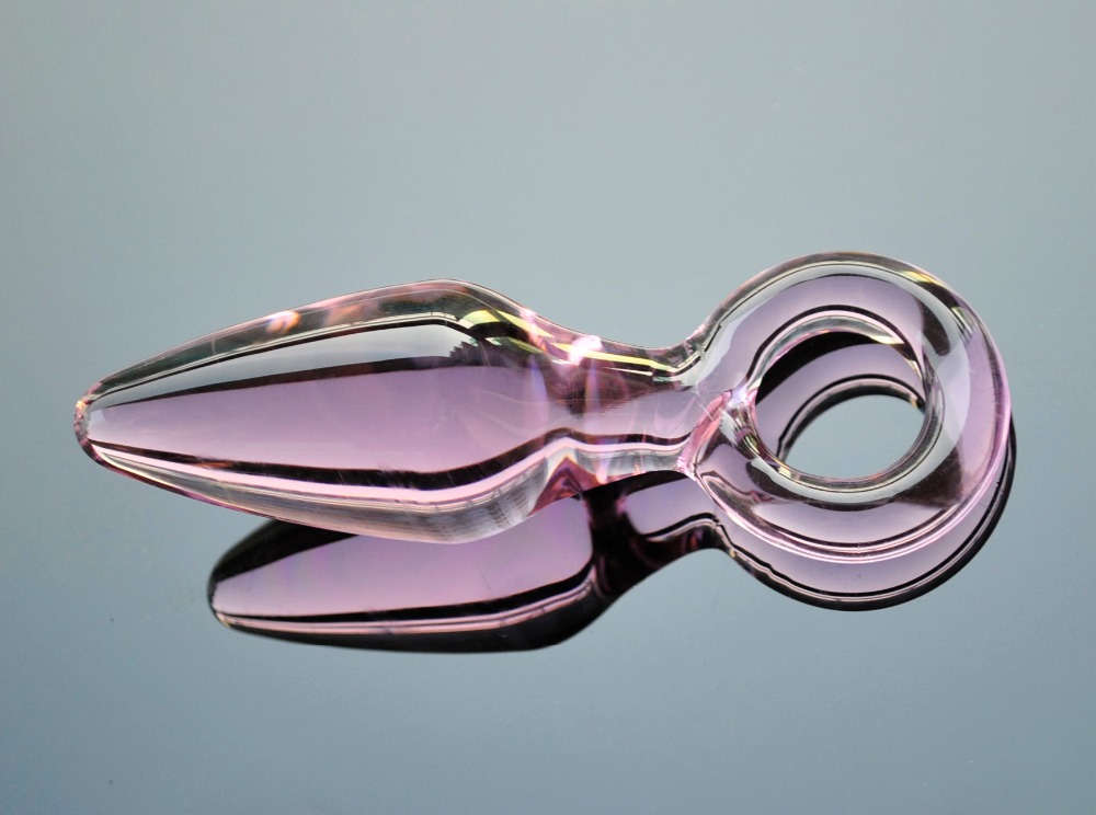 38mm Pink pyrex glass butt plug crystal bead anal dildo artificial male penis female masturbate sex toy adult for women men