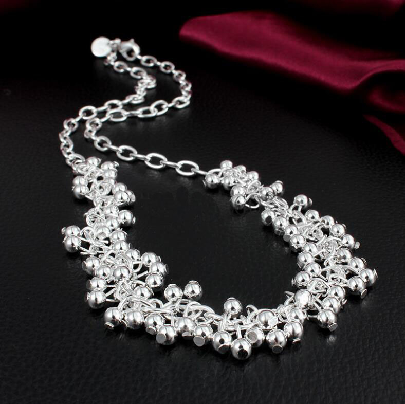 Hot sale Light Grapes Necklace sterling silver plate necklace STSN058,fashion 925 silver Chains necklace factory direct sale christmas gift