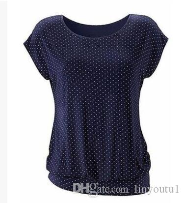 2020 Vintage Polka Dot Print Summer T Shirt For Women Short Sleeve Slim T-shirt Round Neck Casual Female Tops Tees New