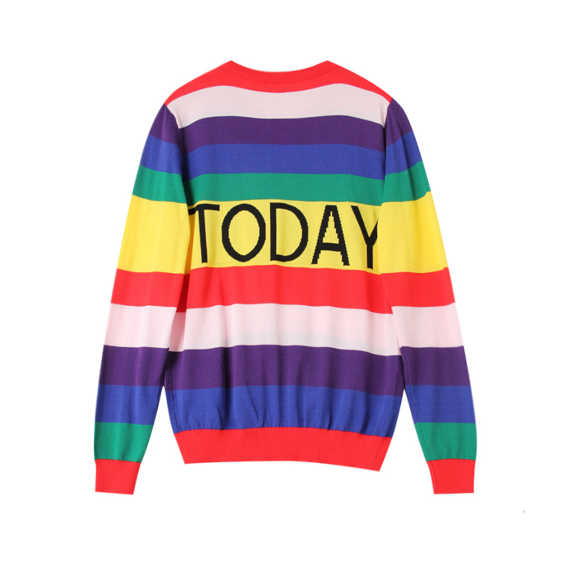 Fashion Women Striped Harajuku Candy Colors pullover Sweater Kawaii viscose pull Casual Tee Lady Cute Tops B-172MX190928