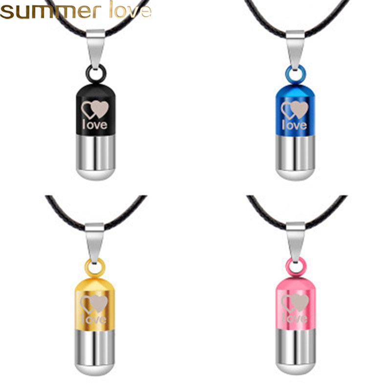 Creative Capsule Pill Pendant Necklace Classic Couple Pendant Necklaces Space Popular Stainless Steel Leather Necklace Valentine's Day Gift
Creative Capsule Pill Pendant Necklace Classic Couple Pendant Necklaces Space Popular Stainless Steel Leather Necklace Valentine's Day Gift