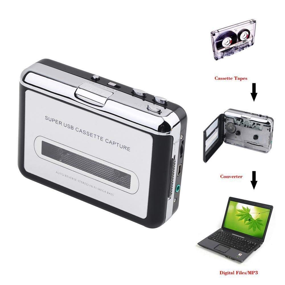 Classic USB Cassette Player Cassette to MP3 Converter Capture Walkman MP3 Player Cassette Recorders Convert music on tape to Computer Laptop