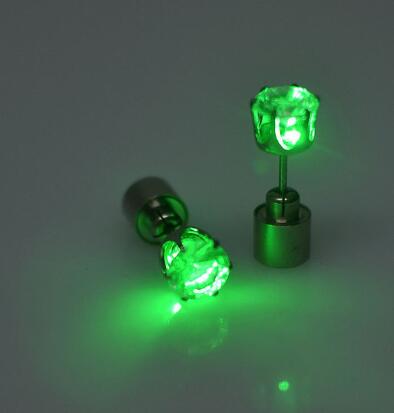 Party Decoration Light Up LED Earrings Christmas Studs Flashing Blinking Stainless Steel Dance Accessories Supplies Gift