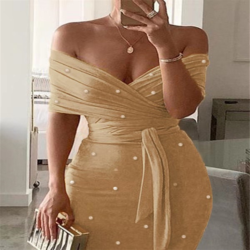 Off Shoulder Backless Sexy Knitted Pearl Dress Women Long Bodycon Party Dress Lady Elegant Summer Dress 2020, Black;gray
Off Shoulder Backless Sexy Knitted Pearl Dress Women Long Bodycon Party Dress Lady Elegant Summer Dress 2020, Black;gray