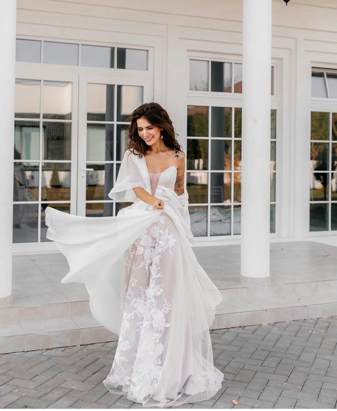Bohemian A Line Wedding Dresses Sheer V Neck Short Sleeve Chiffon Bridal Gowns Beach Floor Length vestidos de novia