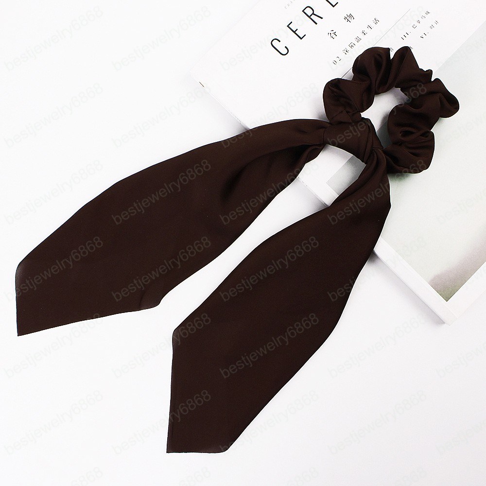 New Long Ribbon Scrunchie Stretchy Headbands Satin Scrunchy Elastic Hair Bands Girls Hair Ties Solid Women Hair Accessories
