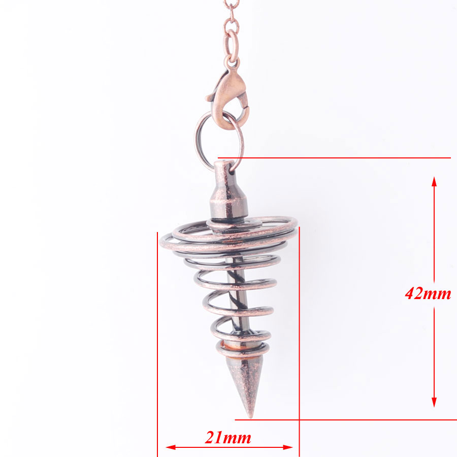 WOJIAER Ancient Copper Metal Pendulum Pendant Pendulo Radiestesia Pendulums for Dowsing Spiral Cone Antique Pyramid Pendule Reiki Jewelry O9459
