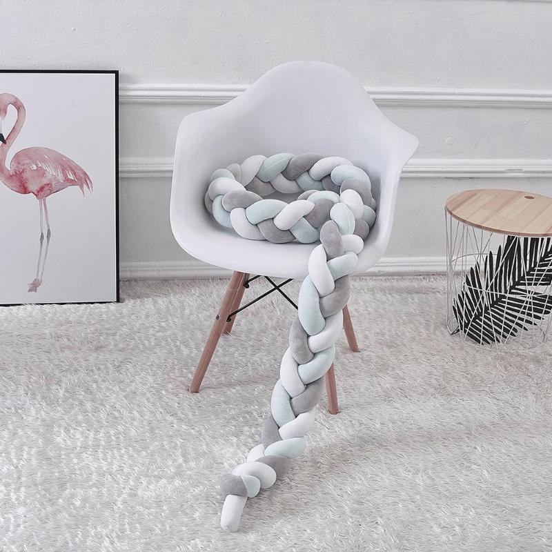 Colorful Knot Soft Baby Pillow Bumper Braided Crib Pillow Baby Bed Decoration Cushion Protector Pillows Infant Room Decorative 240422