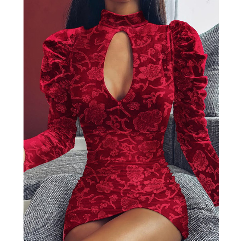 Women Mock Neck Embroidery Keyhole Mini Dress Sexy Hollow Out Long Sleeve Bodycon Mini Party Solid Dress Vestidos, Red
Women Mock Neck Embroidery Keyhole Mini Dress Sexy Hollow Out Long Sleeve Bodycon Mini Party Solid Dress Vestidos, Red