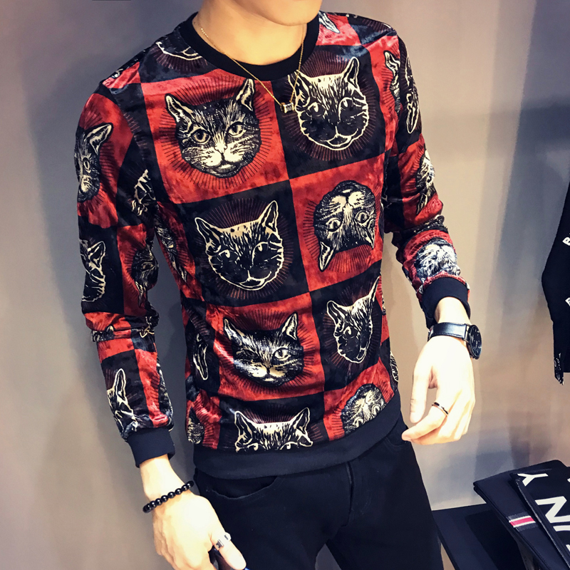 Cat Head Print Velvet T Shirt Homme Club Outfit Animal T Shirt Men Slim Fit Long Sleeve O Neck Luxury Slim Fit Men Velour tee T200111, Red
Cat Head Print Velvet T Shirt Homme Club Outfit Animal T Shirt Men Slim Fit Long Sleeve O Neck Luxury Slim Fit Men Velour tee T200111, Red