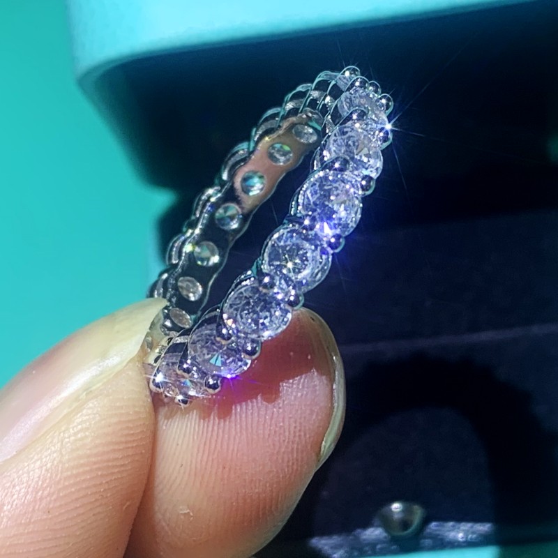 Ins Top Sell 10 Styles Wedding Ring Sparkling Luxury Jewelry 925 Sterling Silver Multi Shape White Topaz CZ Diamond Eternity Party Women Engagement Ba