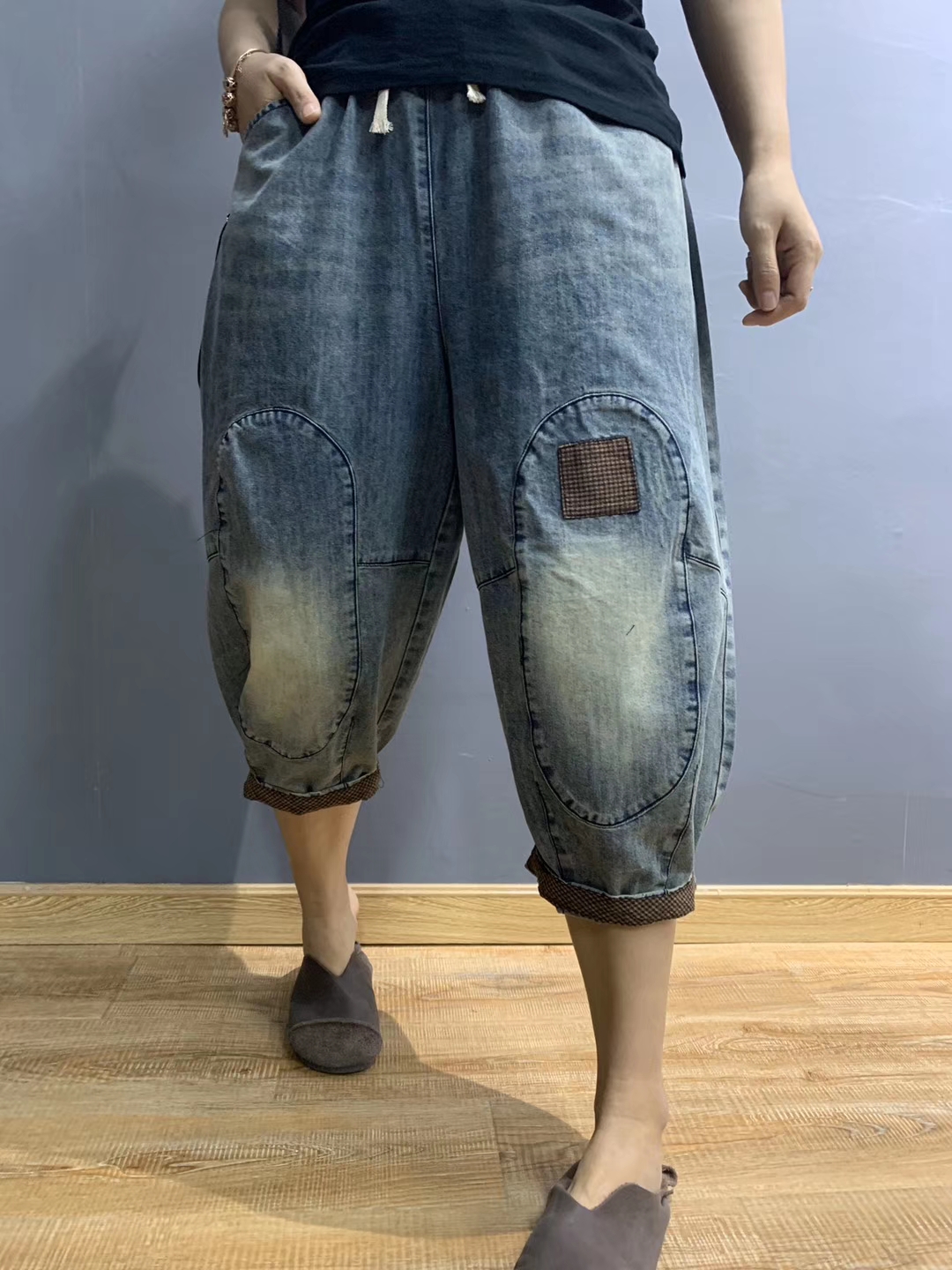 Blueberries Haroun Pants Female Western Style Leisure Elastic Waist Jeans Bk4598, Blueberry
Blueberries Haroun Pants Female Western Style Leisure Elastic Waist Jeans Bk4598, Blueberry