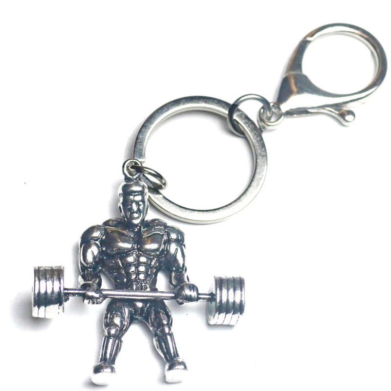 Fitness muscle male weightlifting dumbbell metal custom-made key chain fashion sports fitness series key chain