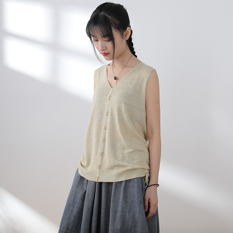 Vest Women T shirt Solid Color Literature Sleeveless Female Shirt Loose-Fit Knitted Slimming V-neck Loose Casual Women Tops
Vest Women T shirt Solid Color Literature Sleeveless Female Shirt Loose-Fit Knitted Slimming V-neck Loose Casual Women Tops
