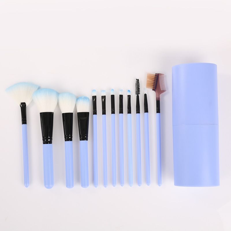 12Pcs/Sets Makeup Brushes Tool Eye Shadow Foundation Eyebrow Lip Brush cosmetics Leather Cup Holder Case Kit 50 sets/lot DHL