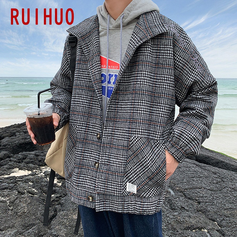 RUIHUO Woollen Plaid Jacket Men Coat Clothes Streetwear Bomber Jacket Men Hip Hop Winter Coat 5XL 2019 Autumn New, Grey
RUIHUO Woollen Plaid Jacket Men Coat Clothes Streetwear Bomber Jacket Men Hip Hop Winter Coat 5XL 2019 Autumn New, Grey