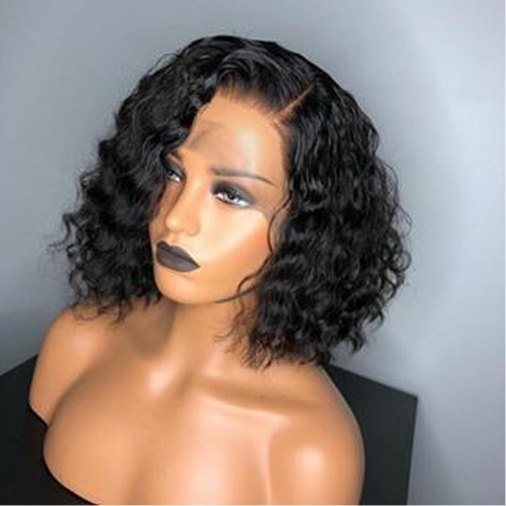 Water Wave Short hd transparent Bob Wigs 13x4 Lace Front Human Hair Wigs For Women 150% Brazilian Glueless 360 Lace Frontal Wig Full Black diva1