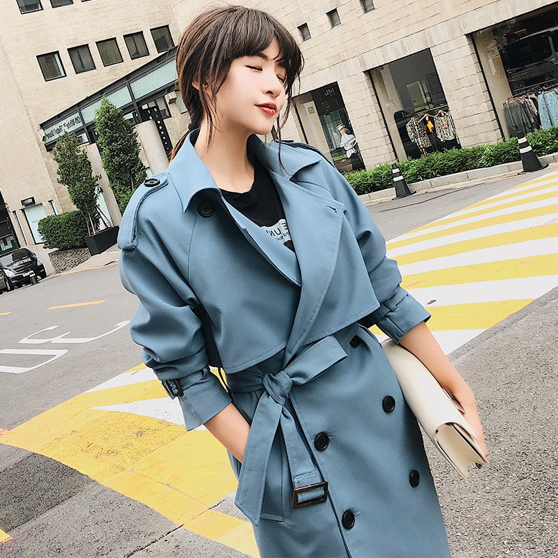 Noble Blue Double Breasted Mid-long Trench Coat Women New 2020 Casual Slim Belt Cloak Vintage Windbreaker Outwear, Haze blue
Noble Blue Double Breasted Mid-long Trench Coat Women New 2020 Casual Slim Belt Cloak Vintage Windbreaker Outwear, Haze blue
