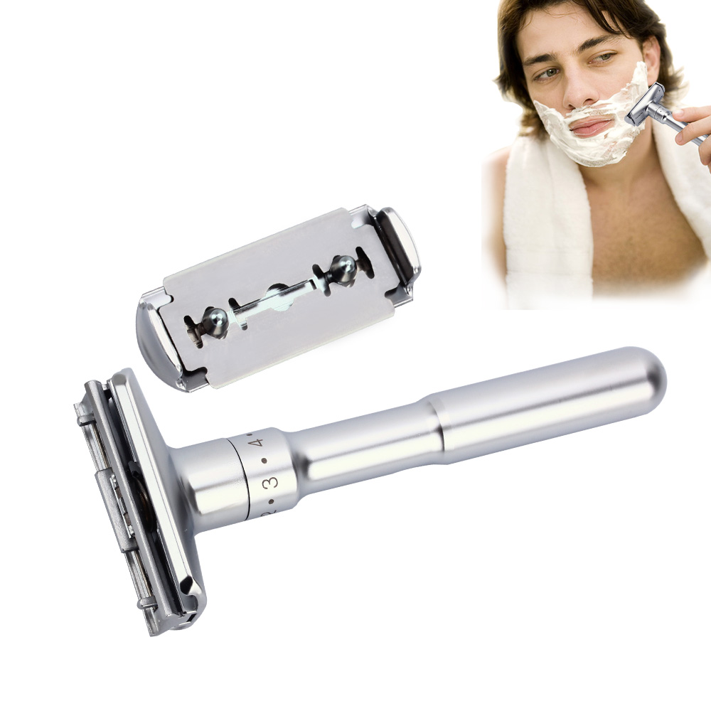 Razor Mens Adjustable Shaving Double Edge Classic Safety Razor Blade Exposure Six Levels 1 Handle 10 Blades And 1 Holder