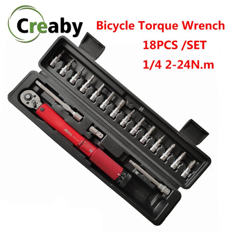 18/20/25pcs/set 1/4" 2-24Nm Torque Wrench Set Bicycle Repair Tools Adjustable Ratchet Mechanical Spanner Hand Tool
18/20/25pcs/set 1/4" 2-24Nm Torque Wrench Set Bicycle Repair Tools Adjustable Ratchet Mechanical Spanner Hand Tool
