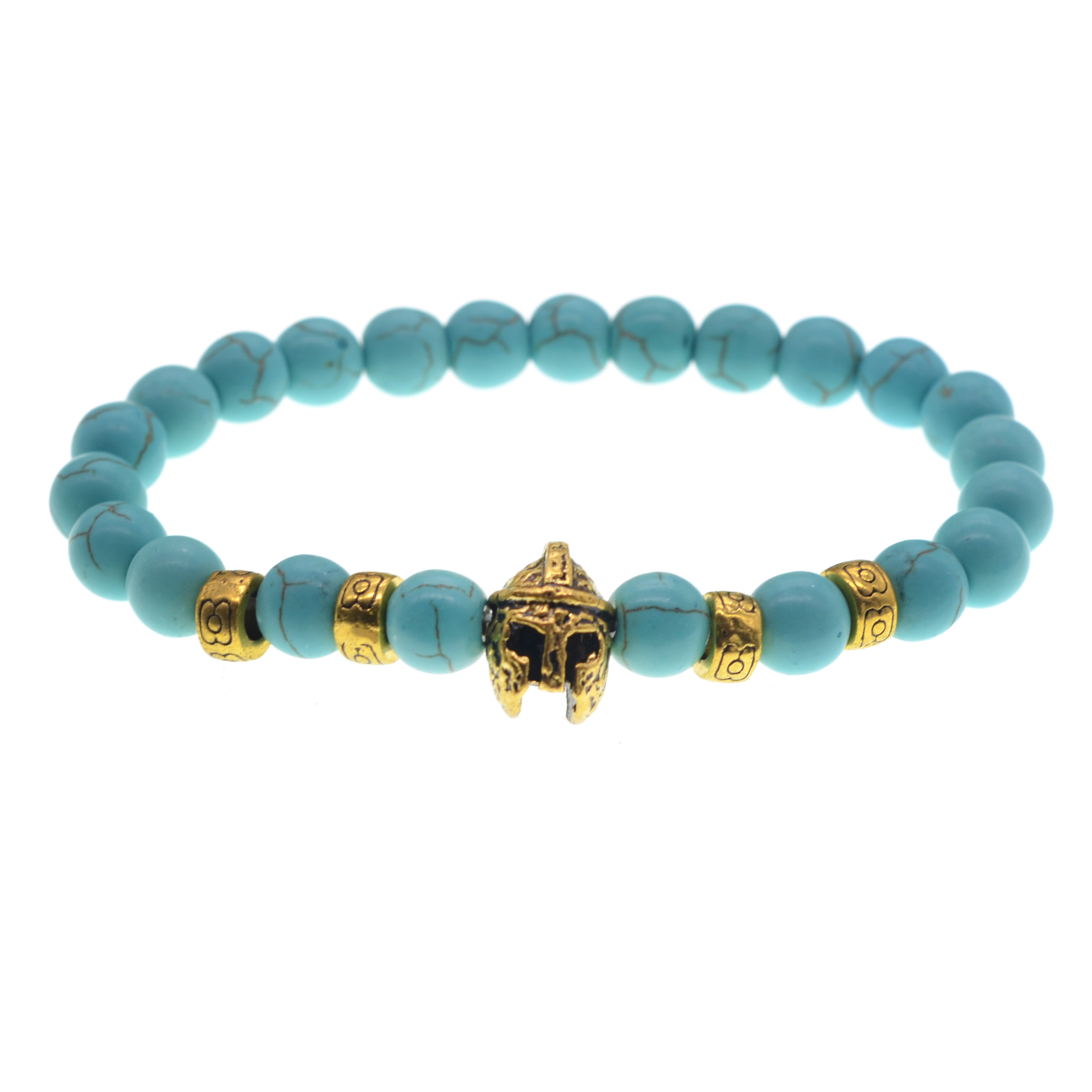 Warrior Bracelet / Helmet Charm Bracelet Natural Stone Bracelet Male Beaded Charm Temperament Birthday Gift