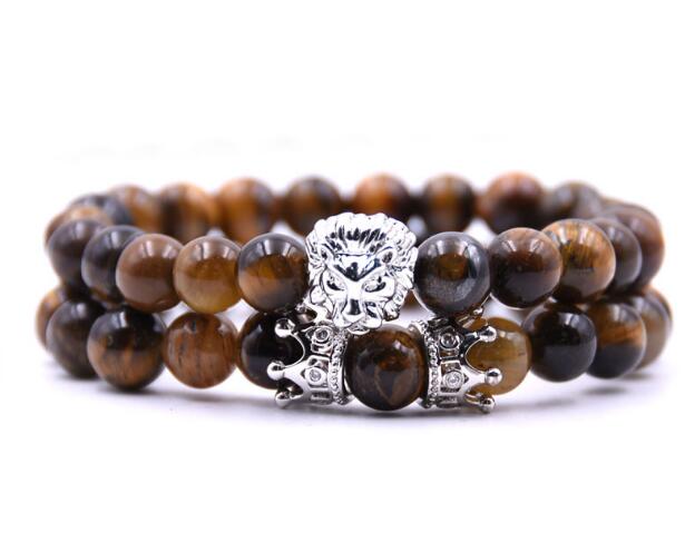 2PCS/set bead Charm bracelet buddha bracelets paracord natural stone lion bracelet men pulseras hombre bracciali uomo mens braceletsWL1118