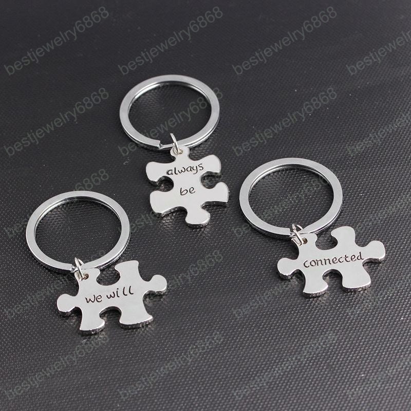 3pc/set Letters Keychain we will always be connected Key Rings Best friend Key Chain Alloy Car Key Rings Friend Gift