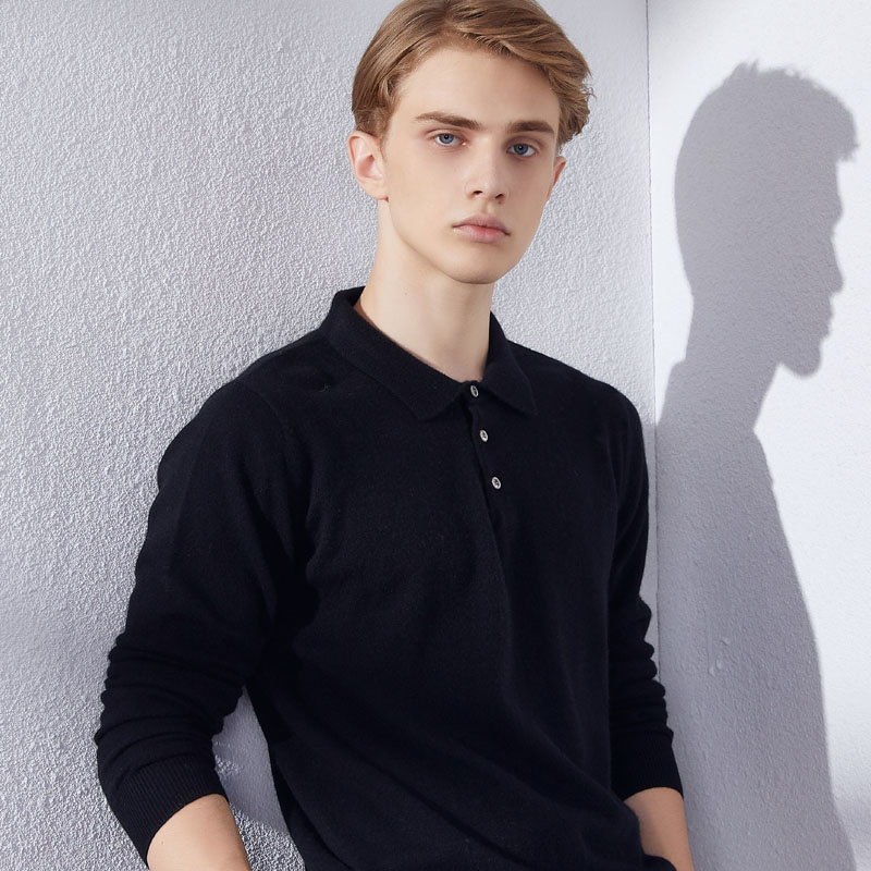 Winter & Autumn Soft Sweaters for man Clothes 100% Cashmere Knit Polo-Neck Pullovers 7Colors Men Jumpers MX191214