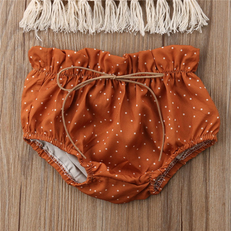 Sleeveless Summer Cute Sunflower Girl Clothing Tassel Backless Top Dot Short Outfits 2PCs Newborn Baby Girls Clothes Set