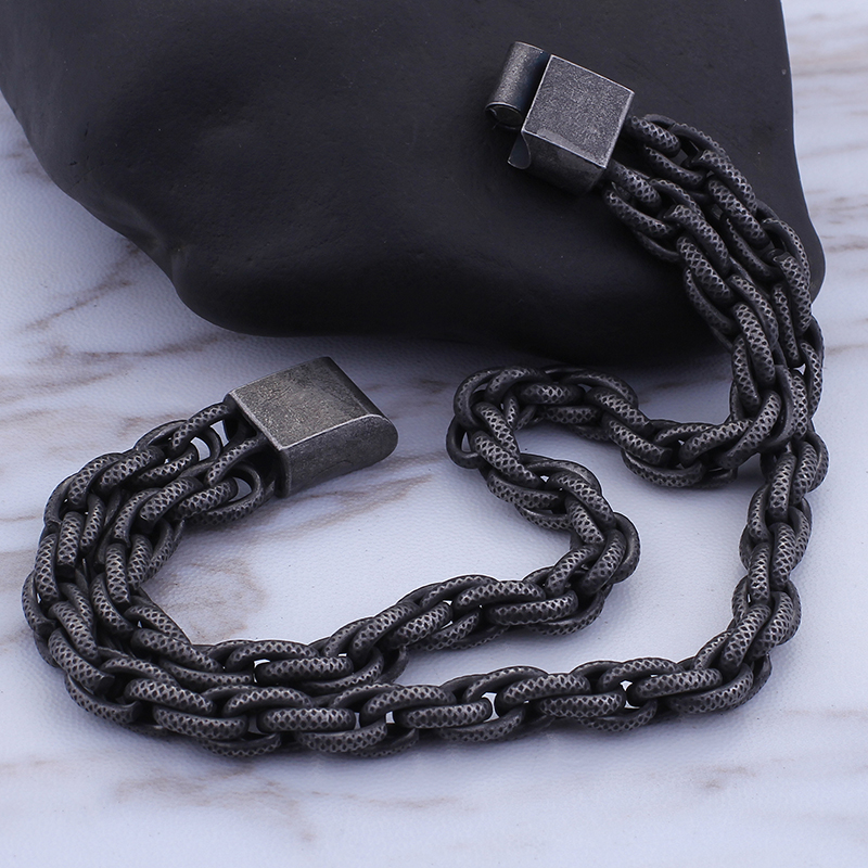 Cool Men Black Heavy Thick Rope Link Chain Bracelets High-end Men's Stainless Steel Titanium Steel Jewelry