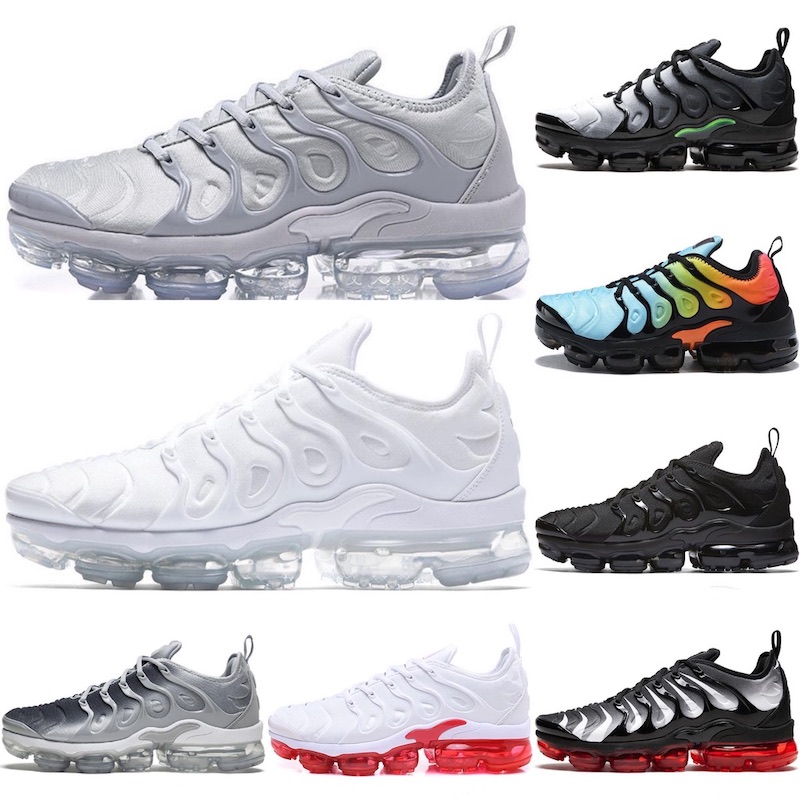 

NEW 2019 TN Plus Olive In Metallic White Silver Colorways Shoes Men Women Casual Pack Triple Black fashion comfortable Shoes, Color 12