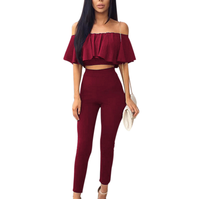 Summer Two Piece Set Women Ruffles Crop Top Long Pants Suits Tracksuit Sexy Ladies Off Shoulder Blouse Trousers 2 Piece Set -XL
Summer Two Piece Set Women Ruffles Crop Top Long Pants Suits Tracksuit Sexy Ladies Off Shoulder Blouse Trousers 2 Piece Set -XL