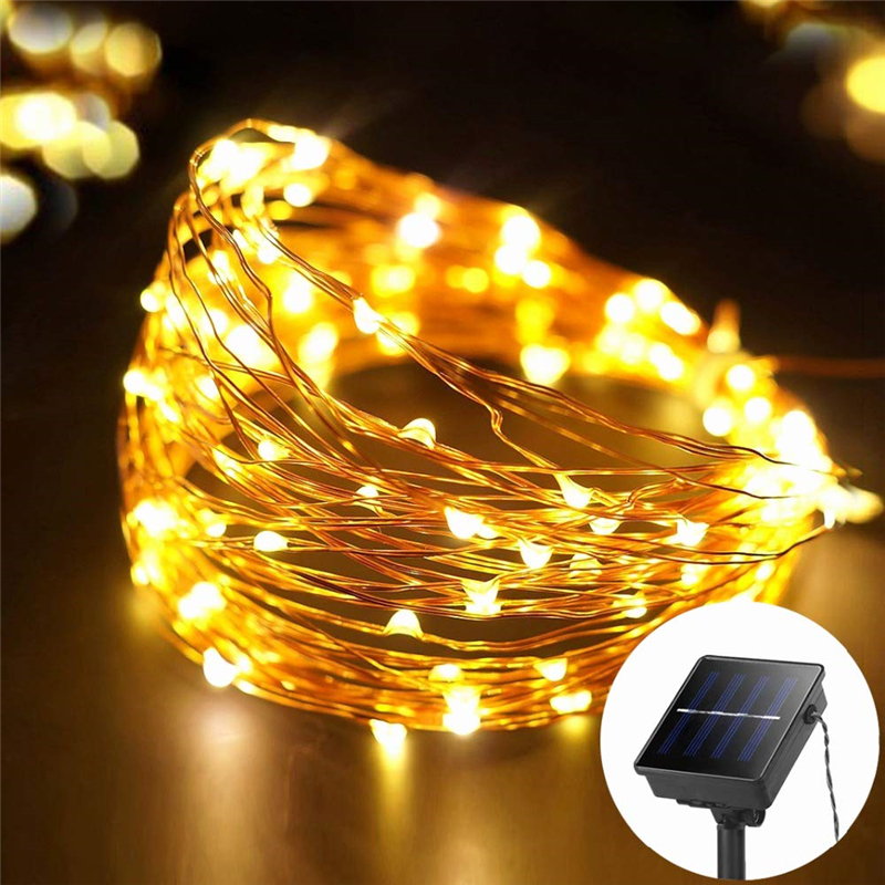 Solar String Lights 150 LED Copper Wire 2 Modes Starry Lights IP65 Decorative Fairy Lights for Gardens Home Dancing Party Christmas
