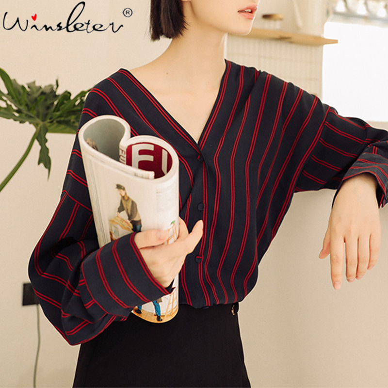 New Women's Striped Shirt Korean Female Loose Long Sleeve V-neck Casual Shirts Lady Stylish Tops Clothes Blusas T03413B, Striped white
New Women's Striped Shirt Korean Female Loose Long Sleeve V-neck Casual Shirts Lady Stylish Tops Clothes Blusas T03413B, Striped white