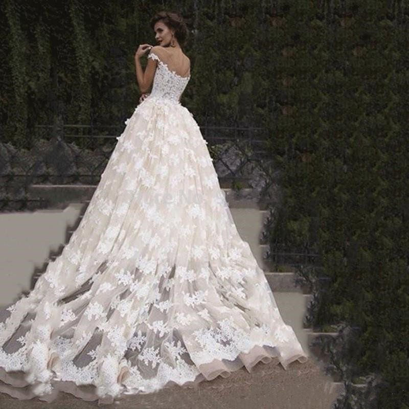 2020 New white Wedding Dresses Lace Appliques arab Wedding Dress O-Neck ballgown arabic bridal dresses vestidos de novia 2018
