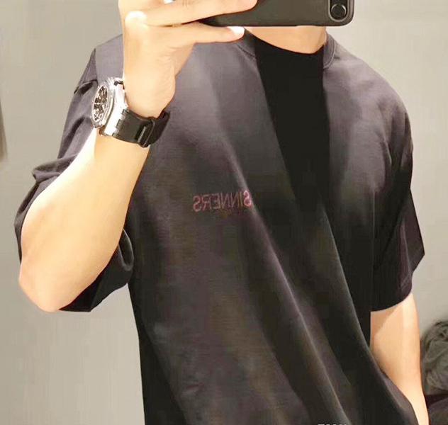 18ss Fashion High Quality Letter Printing Men Women Sinners Golden Print T Shirt Casual Cotton Tee Top