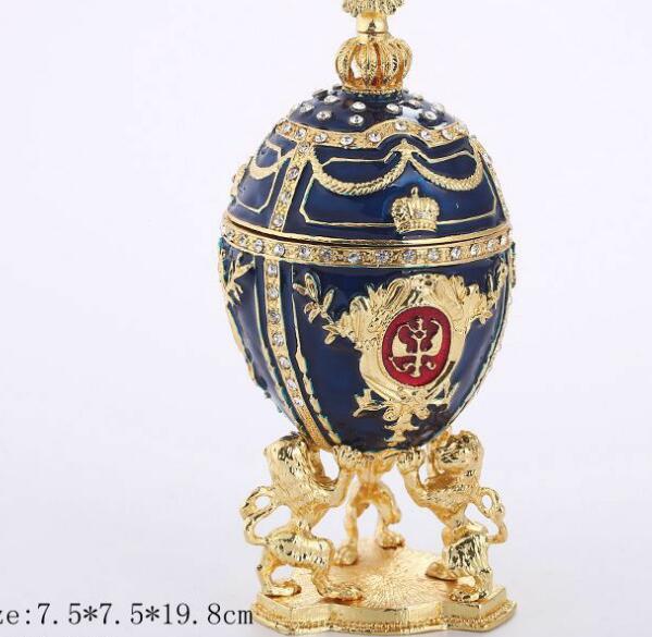 Decorative Objects & Figurines Easter Egg pearl jewelry storage box Easter bejeweled trinket metal gifts Russian Style
