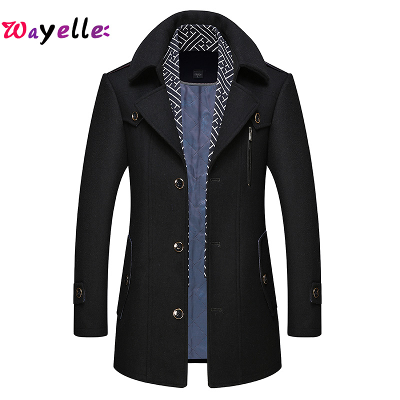 2019 New Arrival winter men's solid single breasted slim fit overcoat male high quality woolen mandarim collar jacket, Black 
2019 New Arrival winter men's solid single breasted slim fit overcoat male high quality woolen mandarim collar jacket, Black