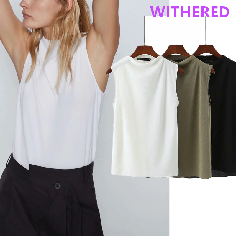 Withered england office lady simple solid knitted summer t shirt women harajuku tshirt camisetas verano mujer 2020 sleeveless, Black
Withered england office lady simple solid knitted summer t shirt women harajuku tshirt camisetas verano mujer 2020 sleeveless, Black