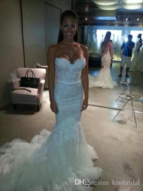 Winter Newest Fall White Lace Mermaid Wedding Dresses With Sweetheart Slim Corset Bodice Tulle Appliques Bridal Gowns Vestios De Novia