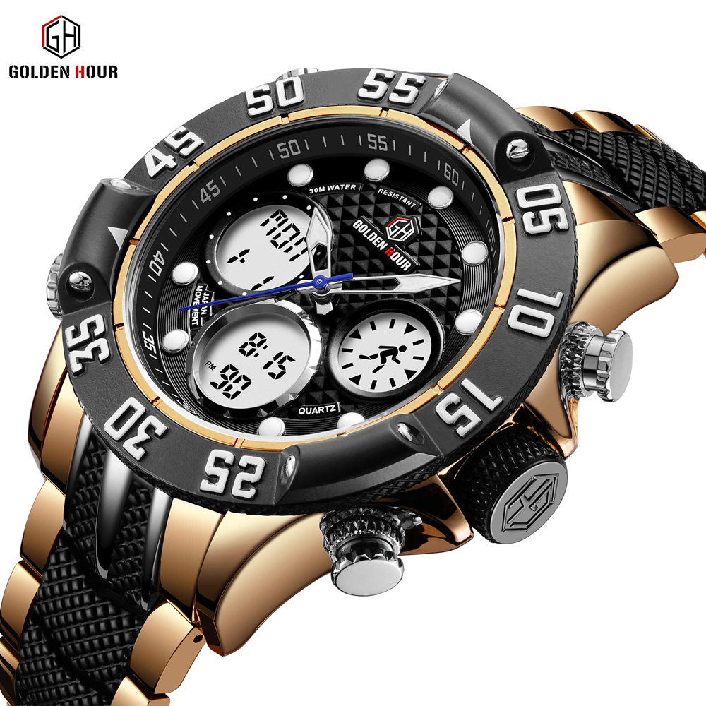 Reloj Hombre GOLDENHOUR Luxury Men Watch Automatic Sport Digital Male Clock Waterproof Stainless WristWatches Relogio Masculino, Slivery;brown
Reloj Hombre GOLDENHOUR Luxury Men Watch Automatic Sport Digital Male Clock Waterproof Stainless WristWatches Relogio Masculino, Slivery;brown