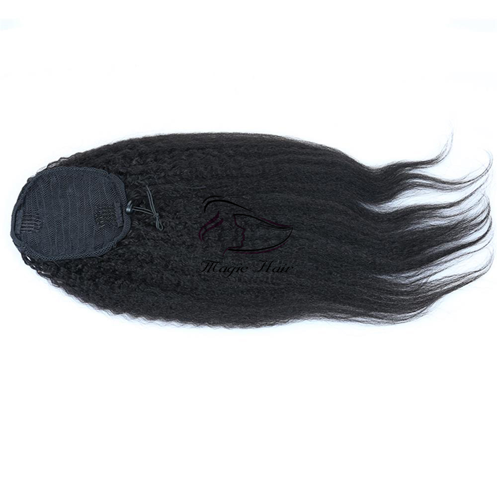 Afro Kinky straight Human Hair Ponytail For Black Women Brazilian Virgin Hair Drawstring Ponytail Hair Extensions 10-20 inch