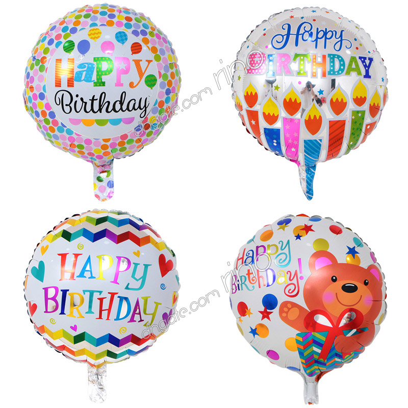 Inflatable happy birthday party balloons decorations supplies 18 Inch cartoon helium foil balloon kids flowers birthday ballons to