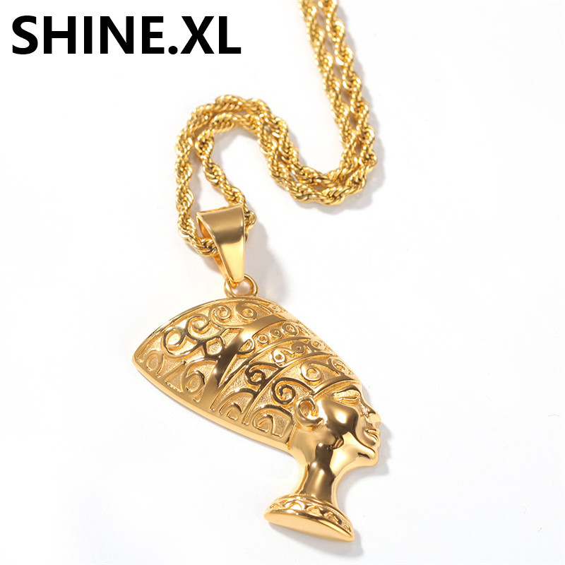 Hip Hop Ancient Egyptian Queen Necklace Pendant Gold Black Color Plated with Stainless Steel Rope Chain
Hip Hop Ancient Egyptian Queen Necklace Pendant Gold Black Color Plated with Stainless Steel Rope Chain