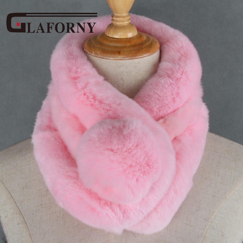 Glaforny winter beaver rabbit wool scarf collar lady winter warm fur scarf otter rabbit hair collar set wholesale D19011106
